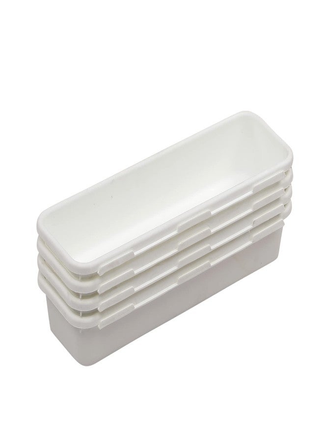 Cutting EDGE Plastic Setof 4 Interlocking Drawer Organizer for Cosmetics & Desk Storage Set, Divider or Separator Tray for Household, Kitchen & Office (White) - Image 5